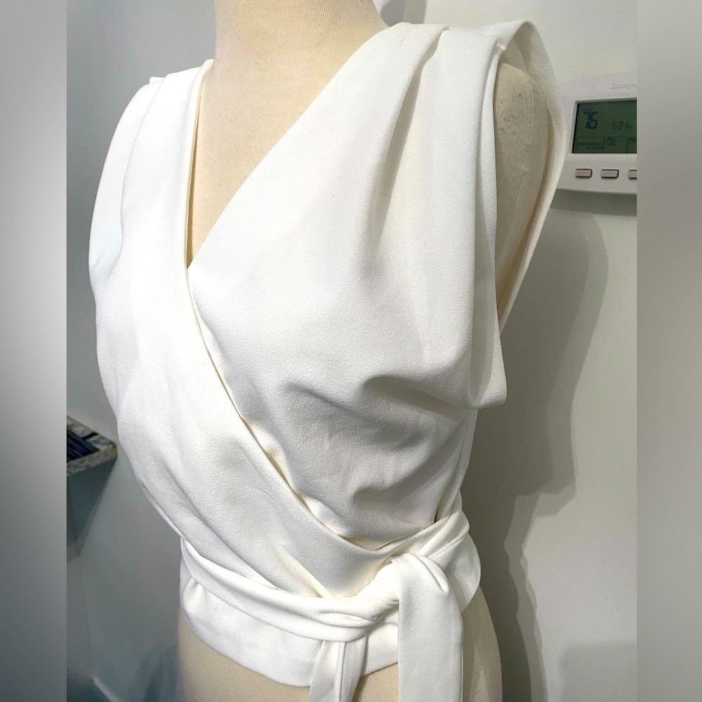 ZARA White Wrap Top - Size S